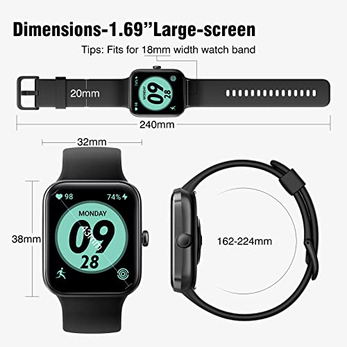 GGZZ Smartwatch voor heren dames, 1,69-inch touchscreen-activiteitentrackers en smartwatches, met bloedzuurstof… - Image 8