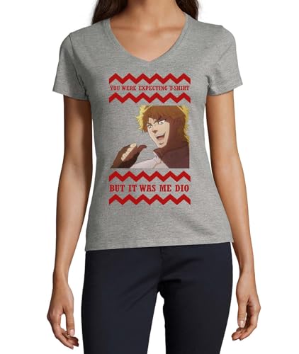 T-shirt anime 93 à col en V pour femme en coton gris confortable