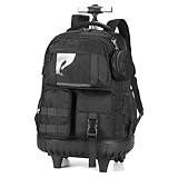 TOTEXISAP Boys Kids Rolling Backpack for Girls School, Rolling Bookbag Silent Wheeled, Water-Resistant Backpack with Wheels, Lightweight Roller Backpack for 21 Inch, Black