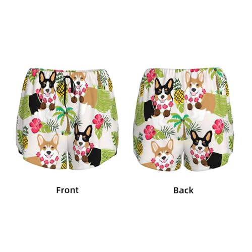 Short de running anti-irritation double couche imprimé Corgi noir taille M