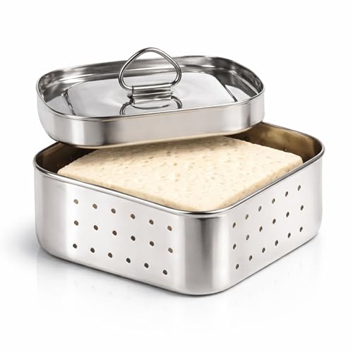 Image of Paneer Maker for Home Use | Stainless Steel Paneer Maker Steel with Drain System | Paneer Maker Mould Press, Paneer Press & Tofu Press | Durable Reusable Paneer Strainer Kitchen Tool (350 ml)