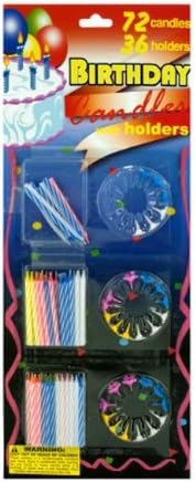 JT Party Supplies Birthday Candle Set with Holders-24 Pack