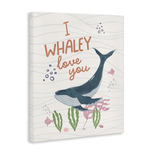 Image of Whaley Love You Quirky Ocean, 24 x 30 Inch Canvas Wall Art