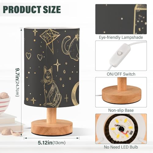Lámpara de mesa de noche negro y dorado con led miniatura 3