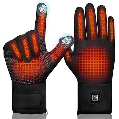 Heated Gloves for Men Women, Electric Heated Gloves with 3200mAh Rechargeable Battery, Lightweight Hand Warmers for Winter, Skiing, Motorcycle, Hunting, Cycling (Black, X-Large)