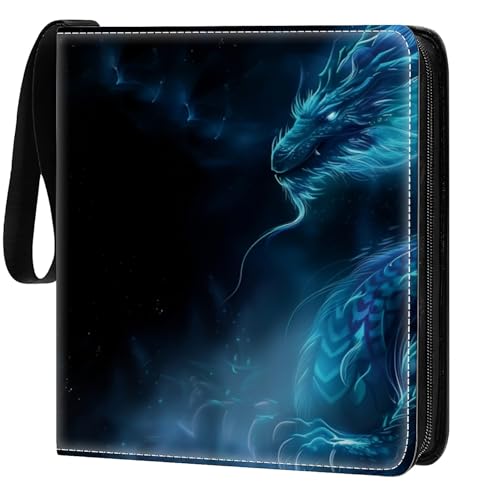RCZCORN Card Binder 900 Pockets, 50 Sleeves Large Binder Trading Cards Holder 9 Pocket, Storage Organizer, Album Folder Case Protector Collector Gift Dragon Neon Shadows