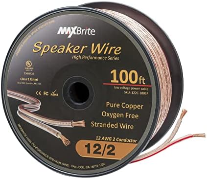 High Performance 12 Gauge Speaker Wire, Oxygen Free Pure Copper - UL Listed Class 2 (100 Feet Spool)