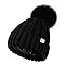 YANIBEST Womens Winter Beanie Hat Satin Lined Knitted Beanie Hat Warm Soft Ski Cuff Cap with Pom Pom Black