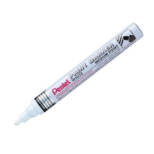 Pentel Permanent Paint Marker Medium Bullet Tip 3.0mm White Ink Ref MMP10-W Pack 12 137678