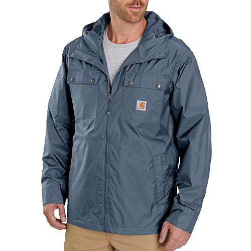 Carhartt Mens Rain Defender Relaxed Fit Lightweight Jacket Work Utility Outerwear, Steel, Large US