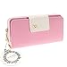 Wallet-NEWANIMA Women Lady Multi-card Two Fold Long Zipper Clutch Purse Handbag With Keychain (Pink)