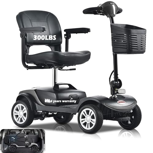 Heavy Duty 4-Wheel 3 Speed Mobility Scooter for Seniors & Adults 500lbs Capacity 1000W All Terrain Recreational Mobility Scooter for Travel 60V 20Ah Electric Powered Wheelchair (11-Grey)