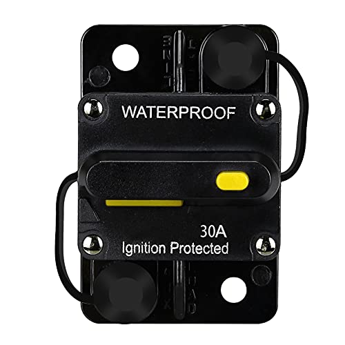 30 Amp Audio Circuit Breaker,12V-48V DC Fuse Holder,30-300A breaker switch,Inline Circuit Breaker with reset button,for Automotive Marine Boat Audio System Current Overload Protection