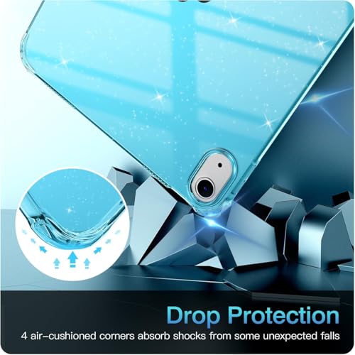 Image of MOCA Case for iPad 6th 5th Generation (iPad 9.7 inch, 2018 /2017), AIR 2 Impact Resistant, Slim, Lightweight Glitter Case (Blue, ipad 9.7 inch)