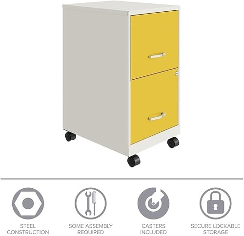 Miniatura 25 de Pemberly Row Gabinete de archivo vertical inteligente móvil de 18in 2 cajones blanco perla