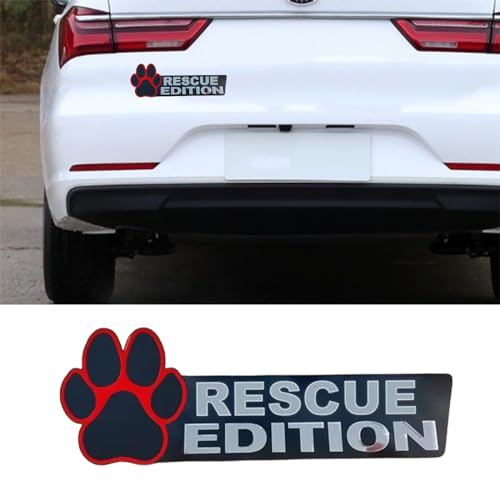 Image of Cute Dog Car Badge Laser Cutting Car Emblem,Funy 3D Acrylic Dogs Badge Rated Car Emblem Automotive Badge Decals and Stickers for Car, Truck, Rv, Boat Exterior Decoration (Rescue Paw)