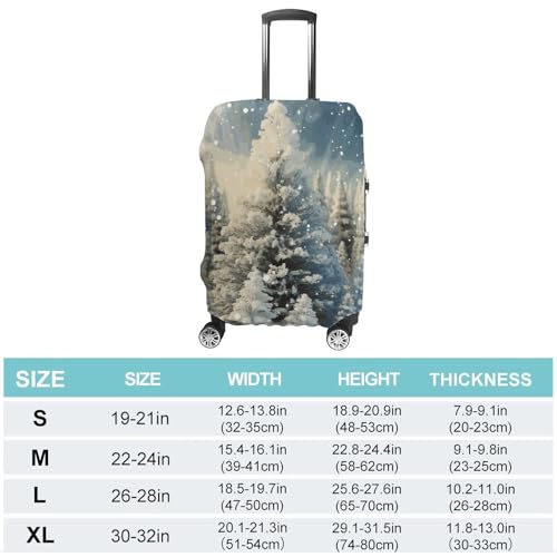 Snow Wonderland Pine Tree Christmas Luggage Cover, Washable Elastic Suitcase Cover Protector Fit 18-32 Inch Luggage2
