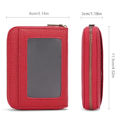 Image of SENDEFN Leather Wallet Women RFID Blocking Small Compact Wallets Credit Card Holder with ID Window