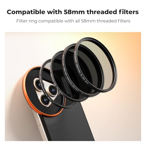 Image of K&F CONCEPT Double-sided Magnetic Lens Filter Mount Adapter with 58mm Variable ND2-32 Filter, Compatible with iPhone 17 Pro Max and 58mm Threaded Filters