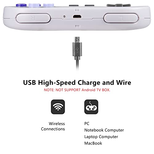 Miadore Wireless Snes Usb Controller Classic Gamepad Joystick With Usb Receiver /Rechargeable Cable For Pc Windows Mac And Raspberry Pi Retropie Emulator (Purple Key) #TOP4