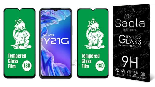 Image of Saola 18D Tempered Glass With Inbuilt AirBag Borders For Vivo Y21G (Pack Of 2) with Free Installation Kit. Full screen Coverage - 6.51 inch