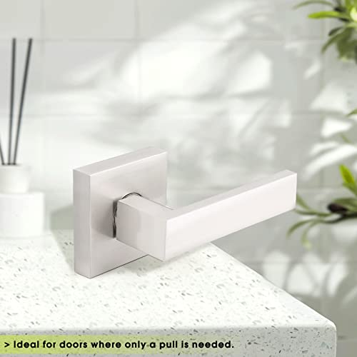 Gobrico 2 Pack Dummy Door Handles in Brushed Nickel, Non-Turning Interior Door Levers, Heavy Duty Single Side Pull Handles for Closet Pantry by Gobrico - Image 3