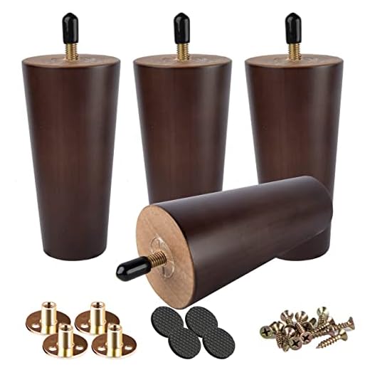 5 tum massivt trä möbelben, Btowin 4 st medeltida århundradet moderna valnöt träersättningsfötter med gängade 1,6 cm hängbultar och monteringsplatta och skruvar för soffa fåtölj skåp TV-stativ