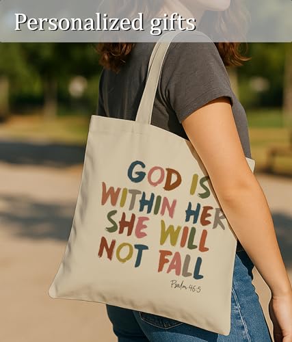 Image of Aesthetic Christian Gifts Tote Bag for Church, Religious Tote Bag for Bible Study, Medium Size with Inner Pocket
