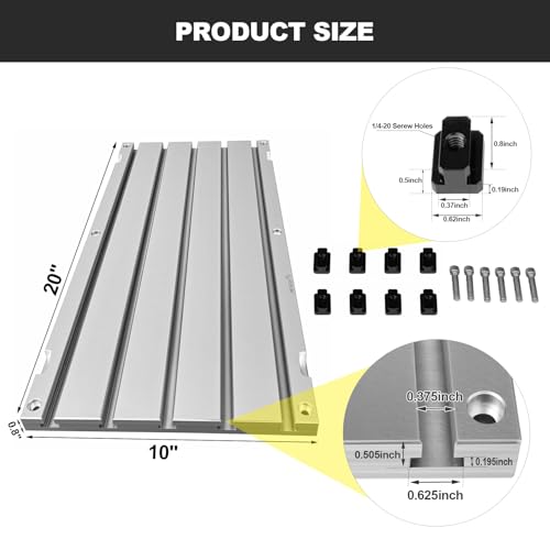 JMSMSH 20\" x 10\" x 0.8\" Aluminum T-Slot Plate, T-Slotted Fixture Table
