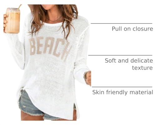 Image of Urchics Womens Casual Sweater Women's Casual Loose Letter Print Long Sleeve Knitted Pullover