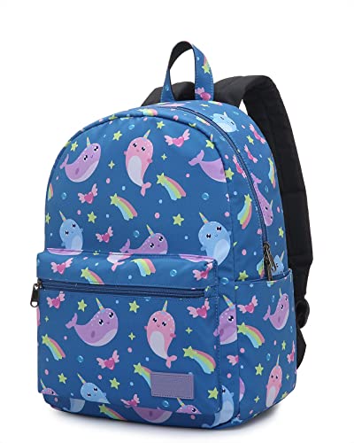 HotStyle TRENDYMAX Little Kids Backpack with Chest Strap, Cute for Preschool Kindergarten Girls Boys, Narwhals