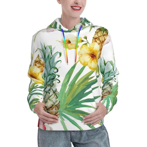 Sweat à capuche femme imprimé ananas parfait pour les journées d'automne