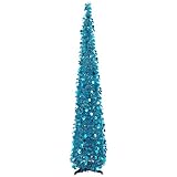 5ft Pop up Christmas Tinsel Tree with Stand，MACTING Easy-Assembly Tinsel Coastal Glittery Christmas