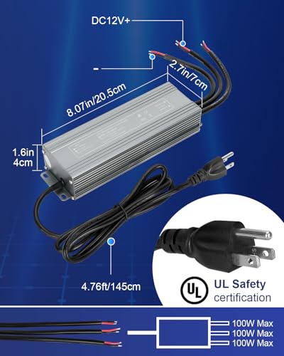 Image of LED Driver 12V 300W(100W X3),110 to 12 Volt Converter, 100-265V AC to 12V DC Low Voltage Output IP67 Waterproof LED Driver Power Supply Suitable for LED Lighting Outdoor Light and Any 12V DC LED