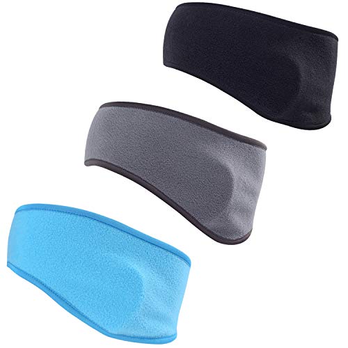 YOSUNPING Fleece Ear Warmers/Ear Muffs Headband/Thermal Ear Band for Men & Women Ear Covers Perfect for Running Yoga Skiing Workout Cycling Bike Sports in Winter Cold-3pcs-Black/Gray/Sky Blue