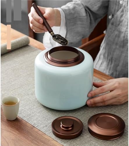 Organizery do herbaty i przechowywanie ceramiczne luzem metalowa podwójna warstwa blaszana pokrywa uszczelniona puszka pojemniki na herbatę kuchenne pojemniki na herbatę (D, L)