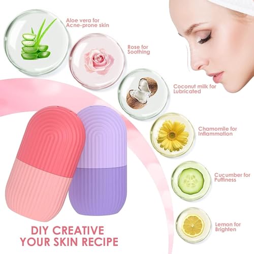 Image of Ice Roller For Face, Neck and Body | For Puffy Eyes and Facial Skin Care, Ice Facial Cube With Shampoo Brush and Loofah (combo of 3 products)