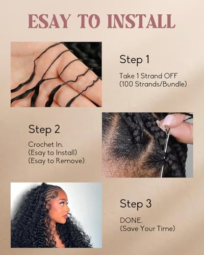 Alididi Human Crochet Hair for Black Women 18Inch 100 Strands Burmese Curly Crochet Human Hair Extensions Knotless Pre-Separated Looped Feather Miracle Knots Hair Lightweight Natural Black — view 5