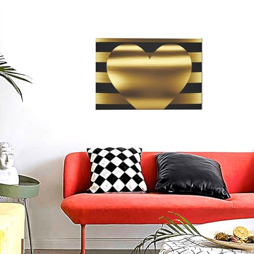 Toile moderne cœur doré 30x45 tableau de haute qualité