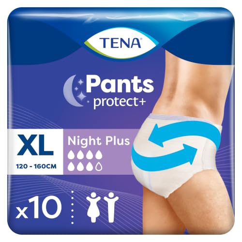TENA Pants Night Plus XL - Extra Large - Overnight Comfort and Ultimate Protection (1 Pack of 10)