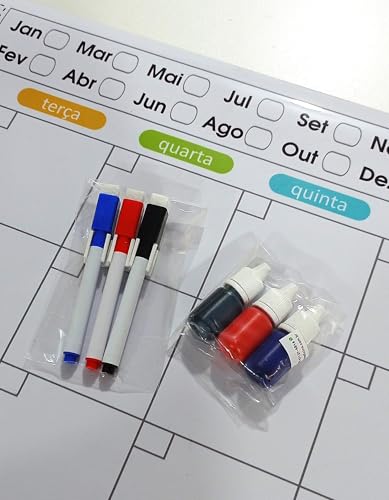 Quadro de Planejamento Mensal 67 x 50cm + 3 Canetas com Suportes Mod04