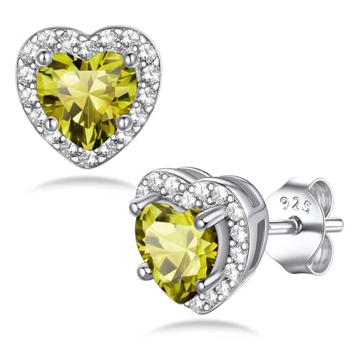 Heart Birthstone Sterling Silver Stud Earrings