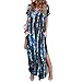 Abiti da Spiaggia per Donna Abito Lungo Manica Corta con Scollo a V Casual Stampa Abito Boho Estivo Allentato Abito Lungo con Doppie Tasche Divise Flowy Party Up Shift Banda Marina Militare