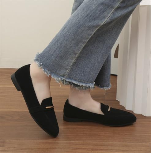 Flats Shoes for Women Faux Suede Pointed Toe Ballet Flats Comfortable Slip on Women's Loafers 2025 Trendy Suede Shoes4