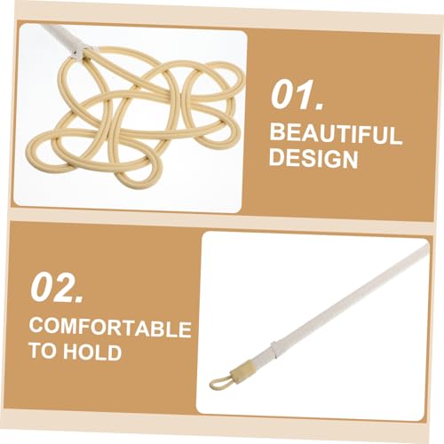 KOMBIUDA Long Handle Blanket Duster with Imitation Rattan Weave Plastic Carpet Beater Tool for Home Dust Removal Bedrooms Living Rooms and Offices