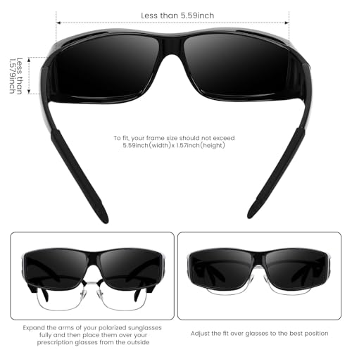 Over Glasses Sunglasses For Men Women, HD Polarized Glare Reducing Fit Over UV400 Protection Driving Sunglasses 6