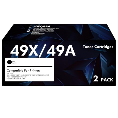 Cartucho de tóner negro 49X 49A 1320, paquete de 2 unidades, compatible con HP 49X 49A 53X 53A Q5949X Q5949A Q7553X Q7553A para HP 1320 1320n 1320tn P2015 P2015dn 1160 3 390 390 Tinta de impresora 392