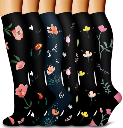 Image of Bluemaple 6 Pack Copper Compression Socks for Women and Men Circulation-Best Support for Medical, Running,Nursing,Athletic