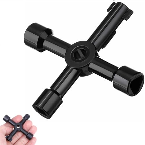 Llave Multifuncional de 4 puntas, Llave Contador Agua, Armario Eléctrico, ascensor, contador gas, Gabinete eléctrico, para válvulas, Multifuncional, Color Negro