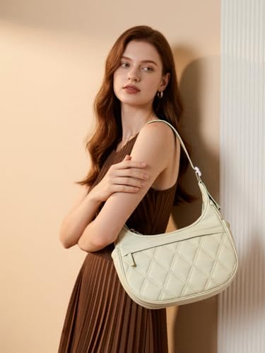 Image of JANKS Small Puffer Crescent Shoulder Bag for Women, Nylon Quilted Puffy Crossbody Purse, Cute Hobo Shoulder Handbags